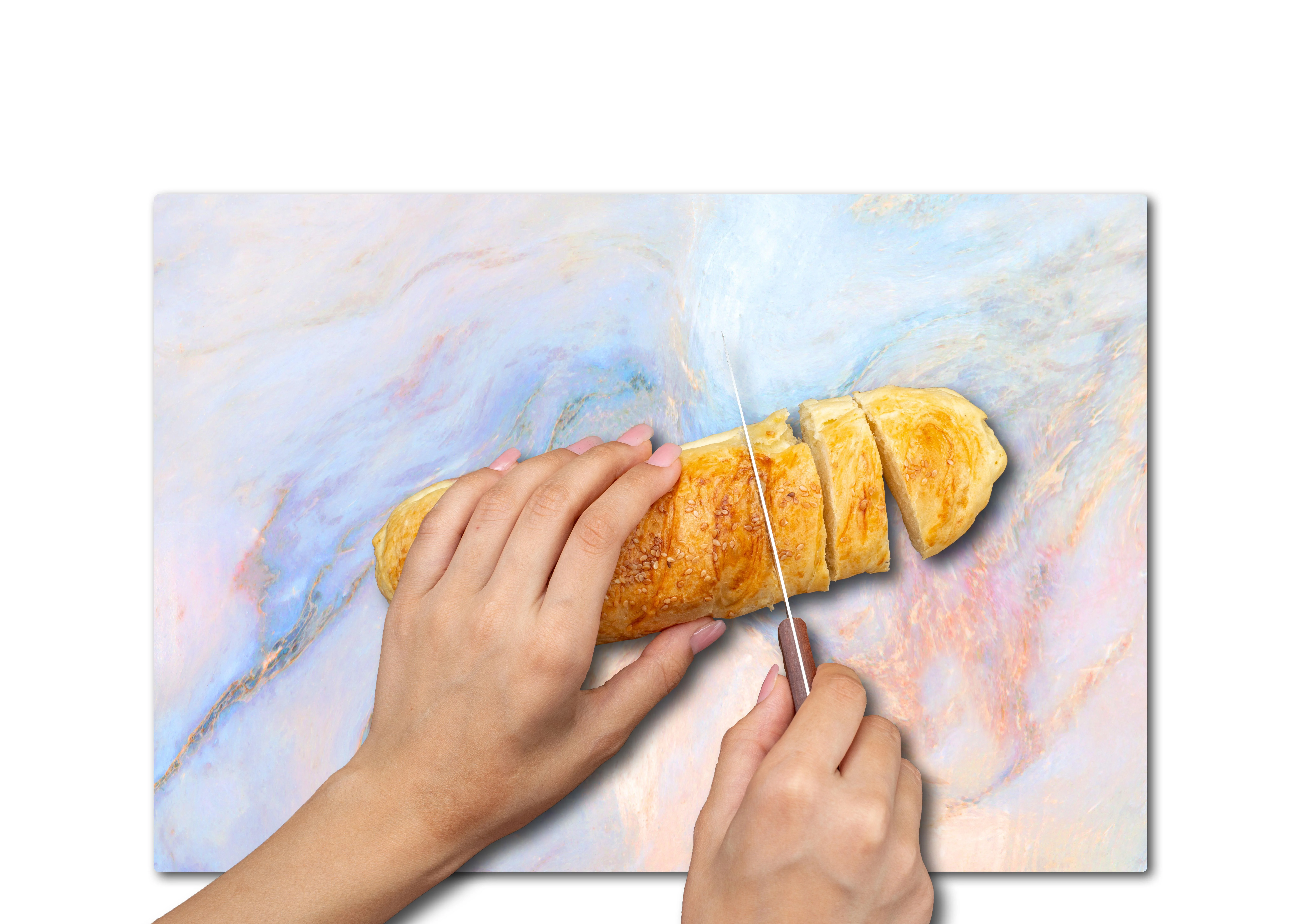 Canlı Tropikal Desenli Temperli Cam Kesme Tahtası 20x30 cm | Hijyenik ve Dayanıklı Mutfak Aksesuarı