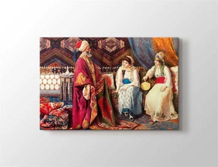 Osmanlı Yağlı Boya Tablosu Halı Tüccarı Kanvas Tablo