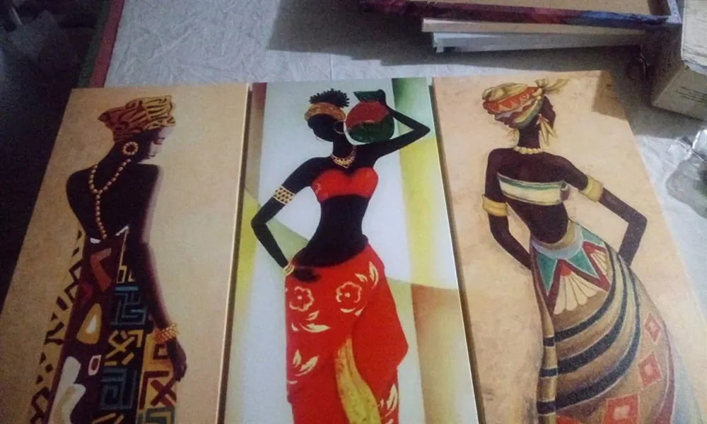 3 l?? Afrikalı Kadın Kanvas Tablo