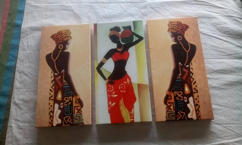 3 l?? Afrikalı Kadın Kanvas Tablo