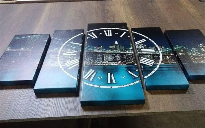 Brooklyn Londra K??pr??s?? Saatli Mavi Kanvas Tablo