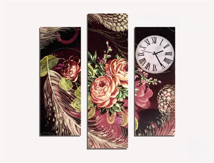 Kuş Tüyü ve Çiçek Desenli Kanvas Tablo