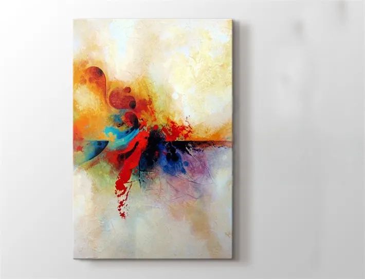 Rengarenk Line Soyut Tek Parçalı Kanvas Tablo
