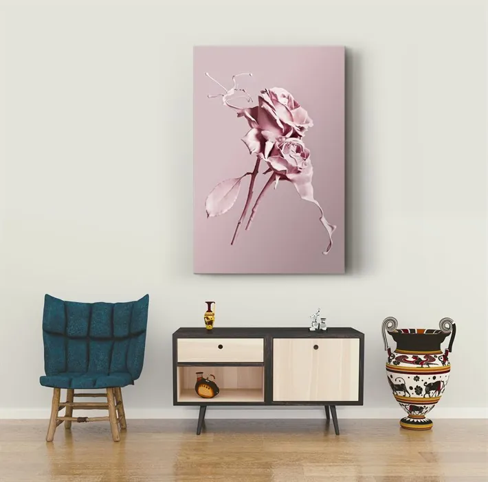 AÜçk Pembe Renkli Romantik Güller Kanvas Tablo