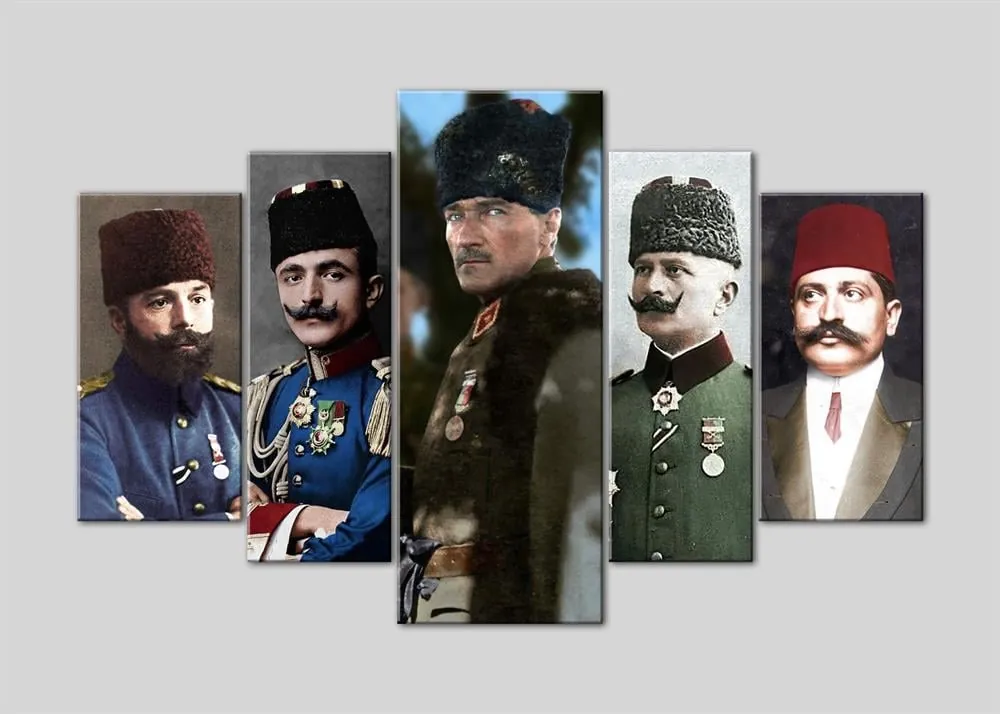 ATAT??RK Cemal Pa??a, Enver Pa??a, Fahrettin Pa??a, Talat Pa??a Renkli Kanvas Tablo