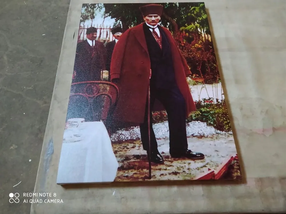 ATAT??RK Resimli Renkli Kanvas Tablosu