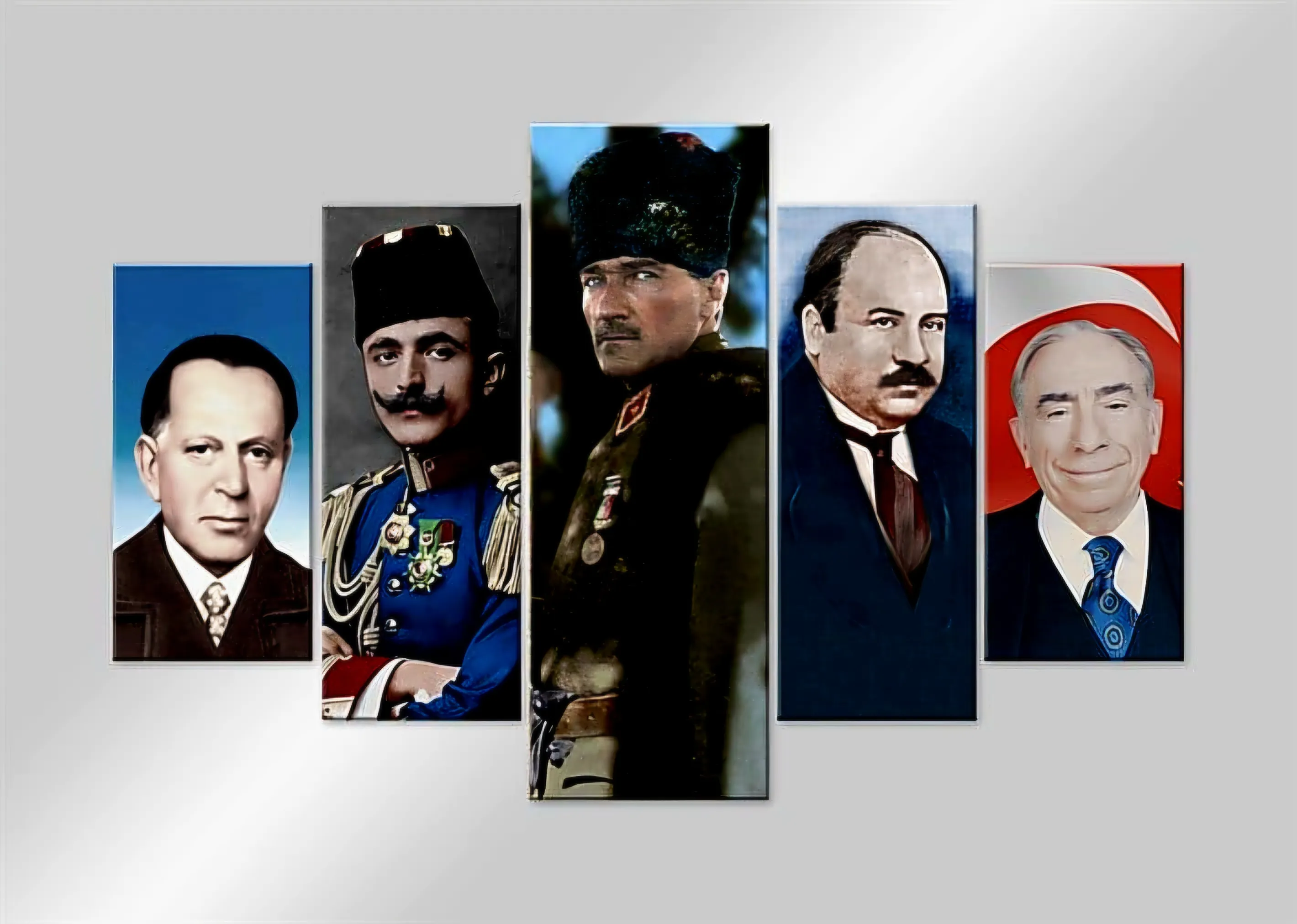 Atatürk Nihal Atsız Enver Paşa Alparslan Türkeş ve Ziya Gökalp Kanvas Tabloları