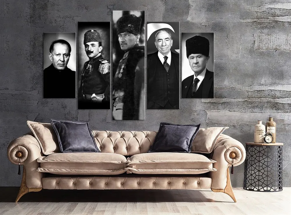 Ats??z, Enver Pa??a, Atatürk, Ba??bu??, Devlet Bah??eli Kanvas Tablo