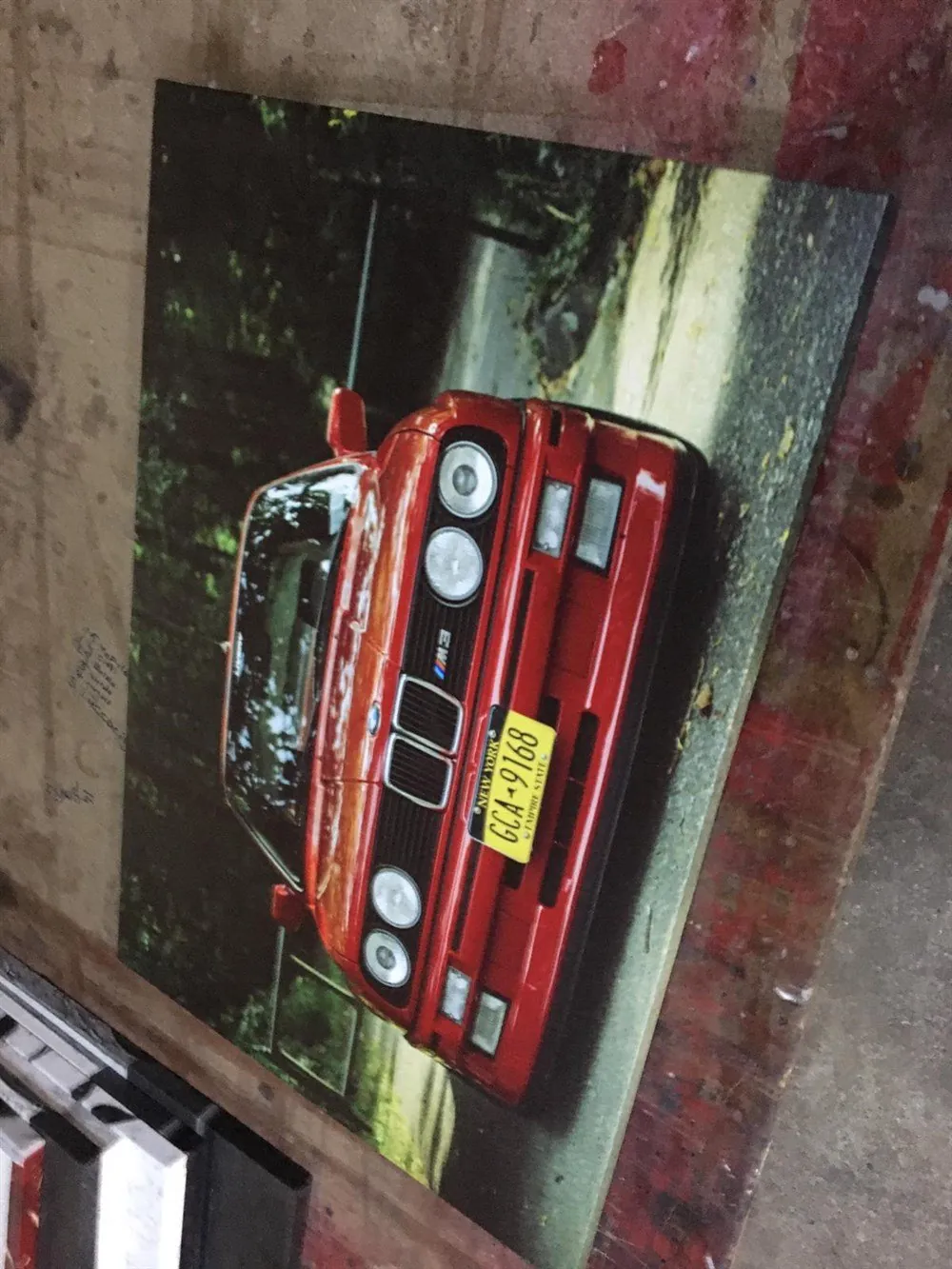 BMW E30 Kırmızı Araba Resimli Kanvas Tablo