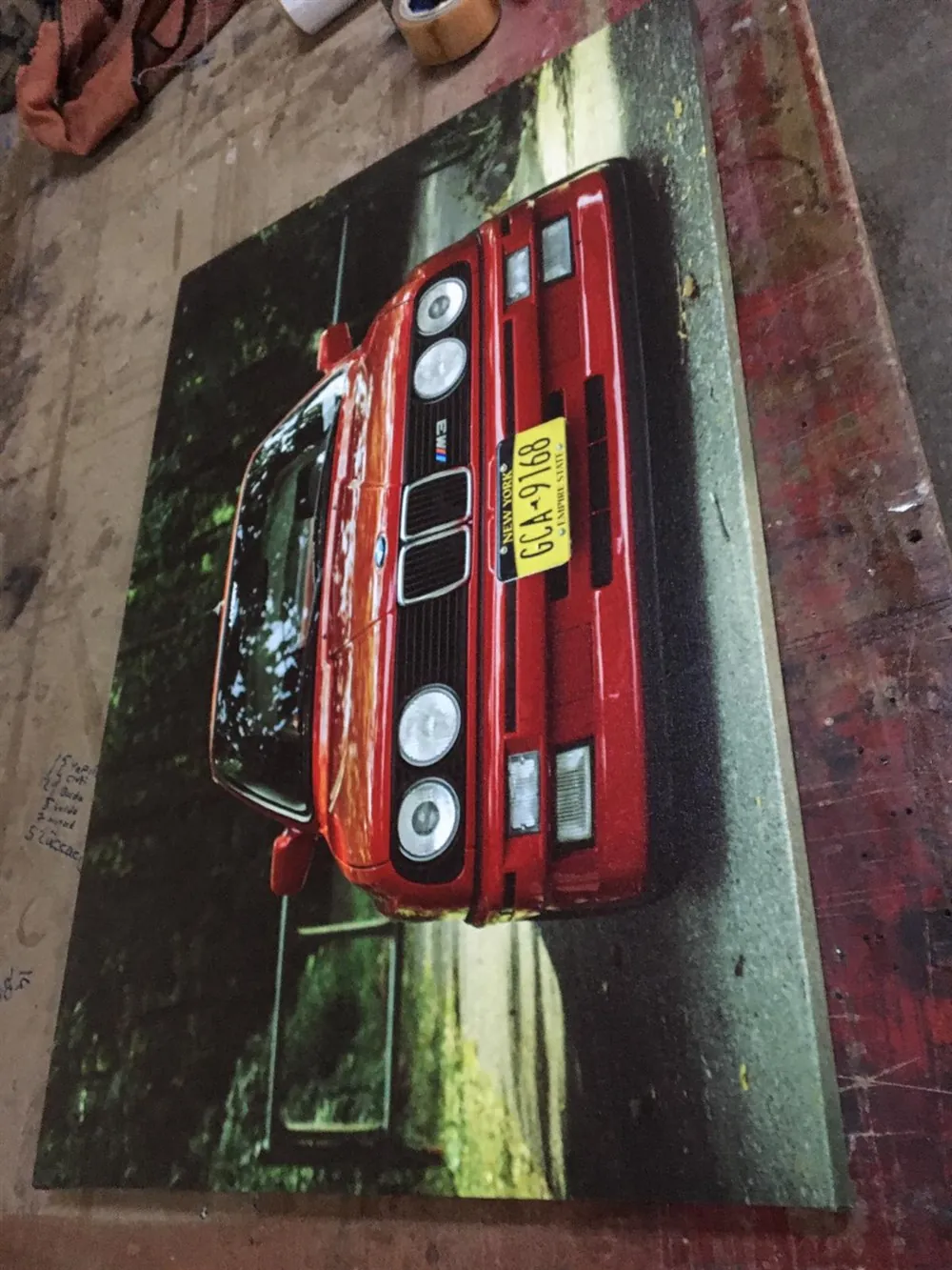 BMW E30 Kırmızı Araba Resimli Kanvas Tablo