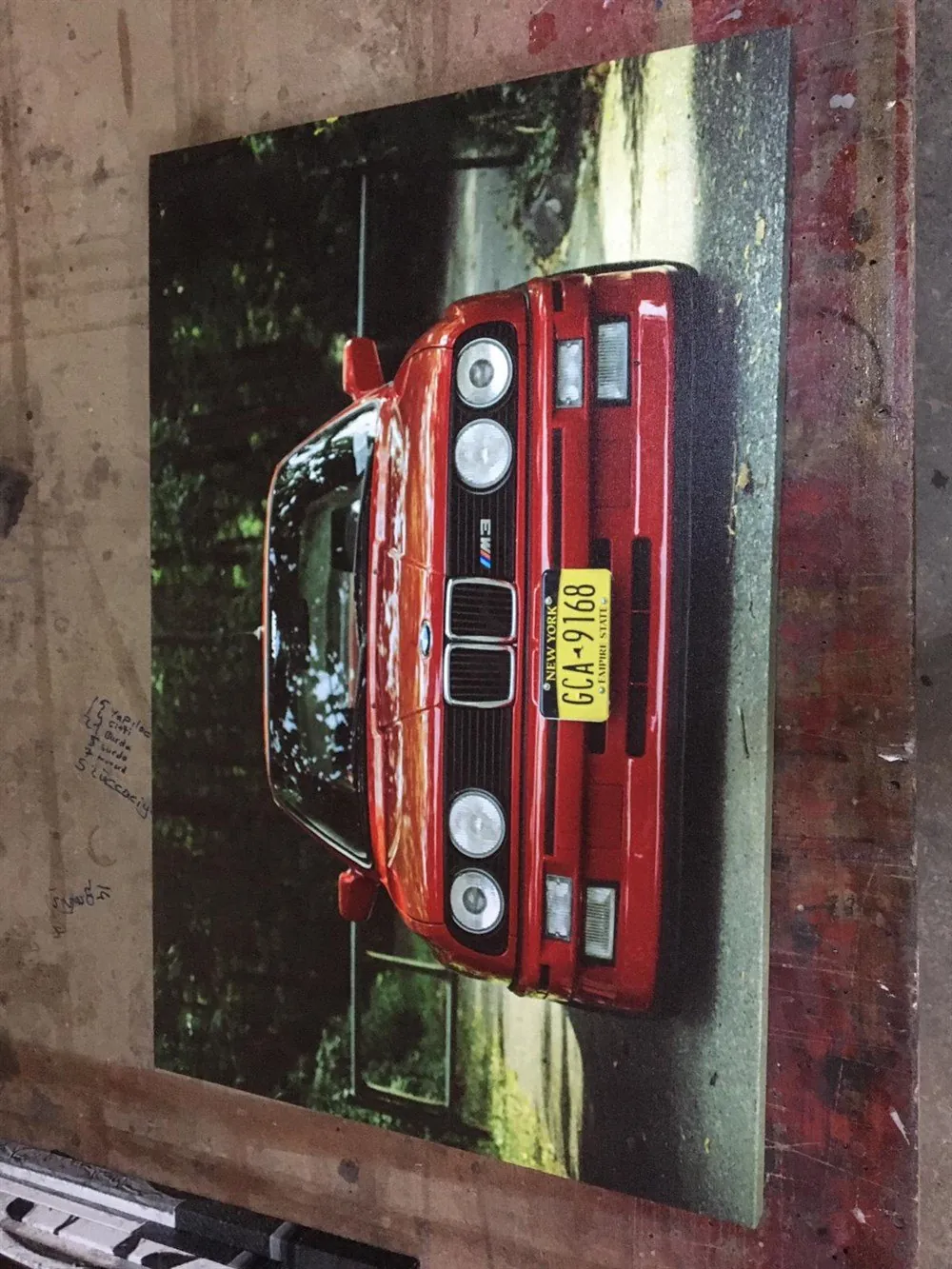 BMW E30 Kırmızı Araba Resimli Kanvas Tablo