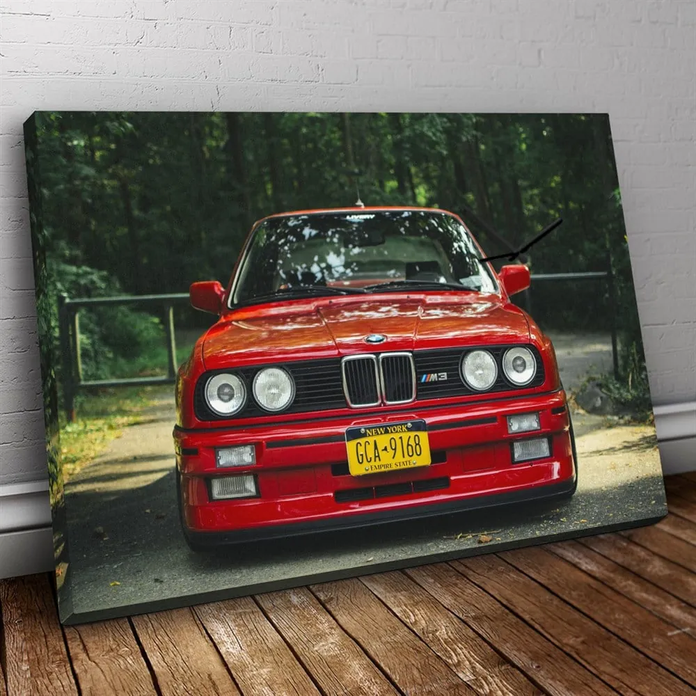 BMW E30 Kırmızı Araba Resimli Kanvas Tablo