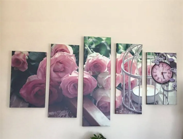 Pembe Güller Romantik Kafesli Kanvas Tablo