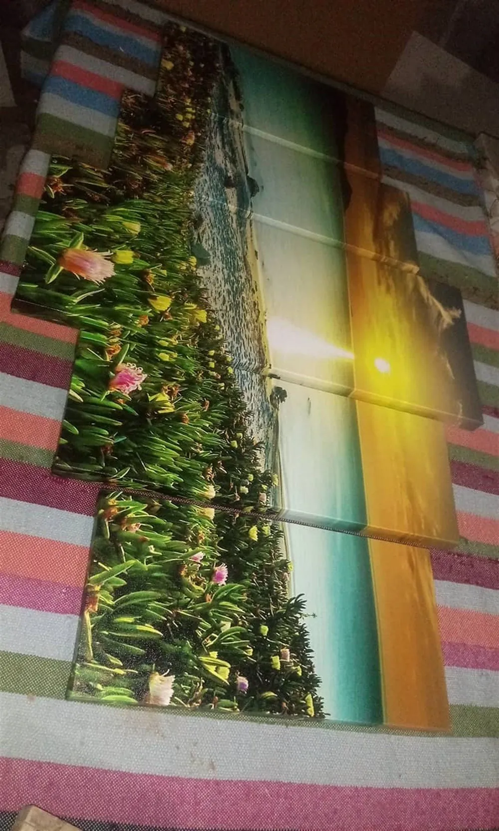 Çiçek Deniz Manzaralı Günbatımı Kanvas Tablo