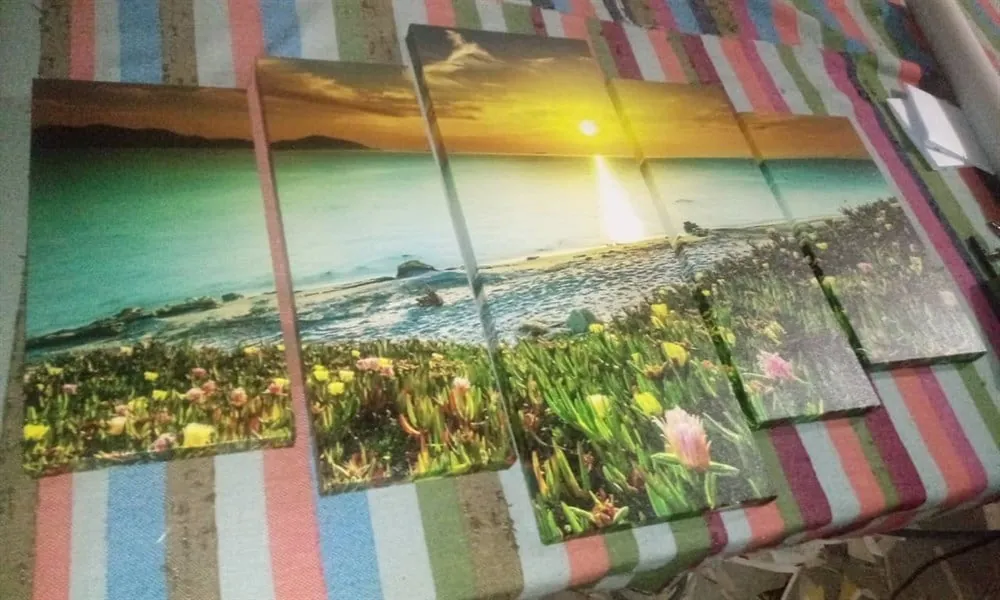 Çiçek Deniz Manzaralı Günbatımı Kanvas Tablo
