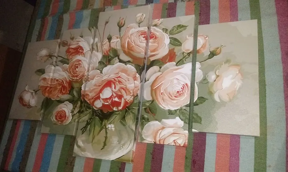 Çiçekli Pembe Güller Kanvas Tablo