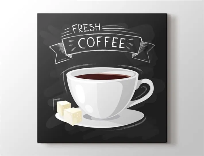 ??izimsel Kahve Fresh Coffee Kanvas Tablo