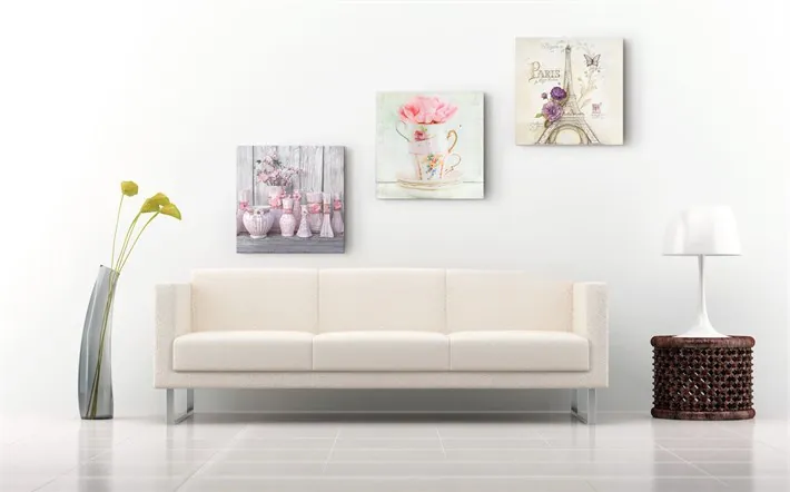 Pembe Vazolarda Dekoratif Çiçekler Kanvas Tablo