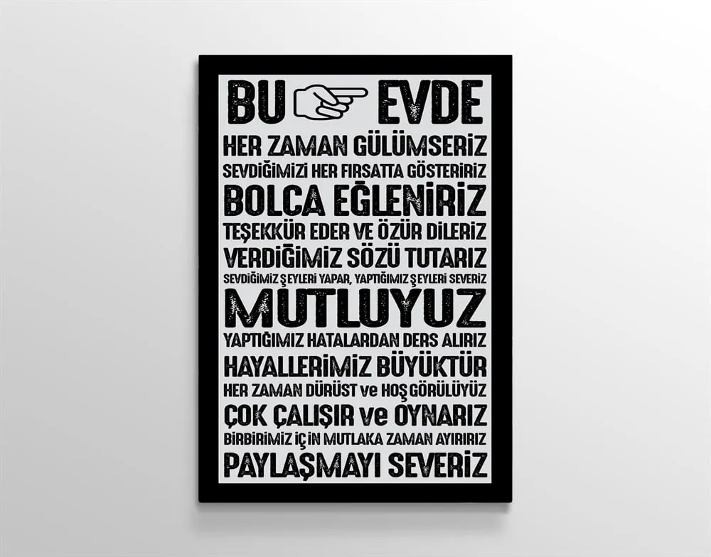 Ev ve Aile Kuralları Yazılı Kanvas Tablo