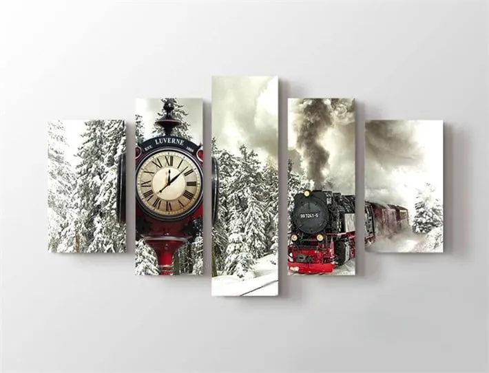 Saatli Karlar ??zerinden Giden Dumanl?? Tren