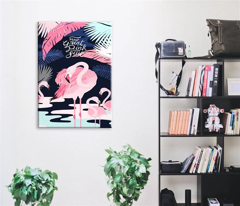 Flamingo Hoş Dekoratif Kanvas Tablo