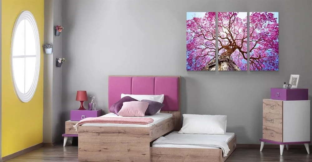 GÜçl?? Pembe Ağacı Kanvas Tablosu