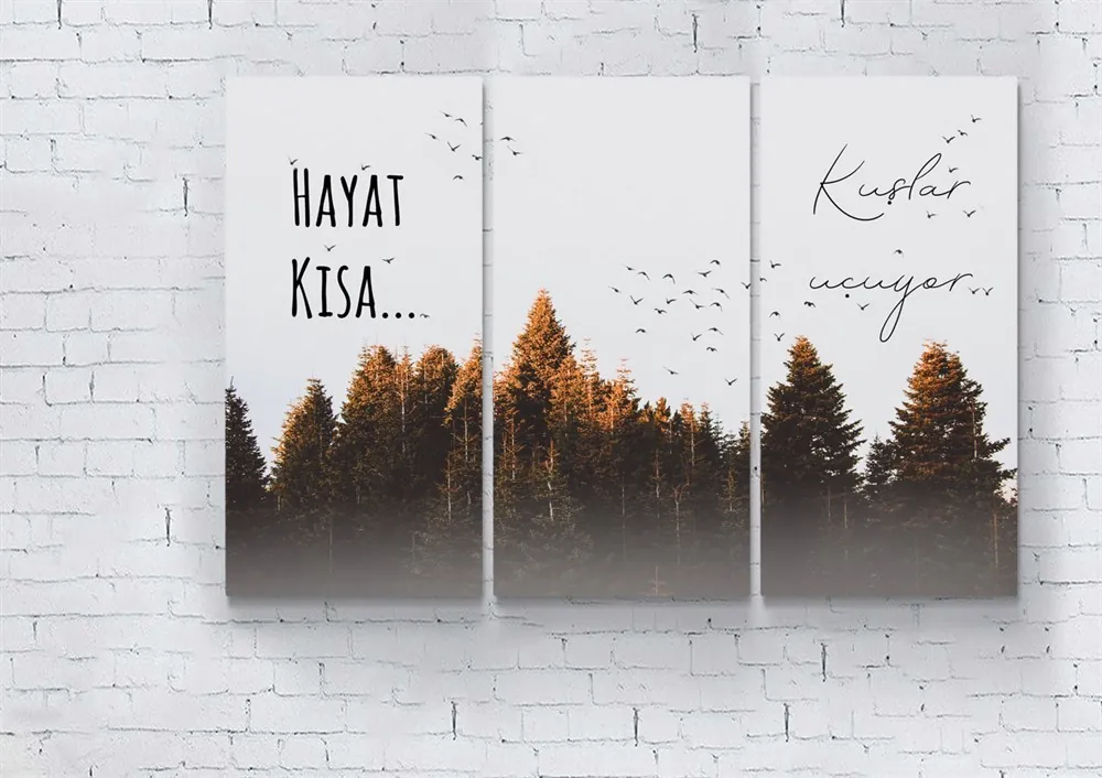 Hayat Kısa Kuşlar Uçuyor Parçalı Kanvas Tablo