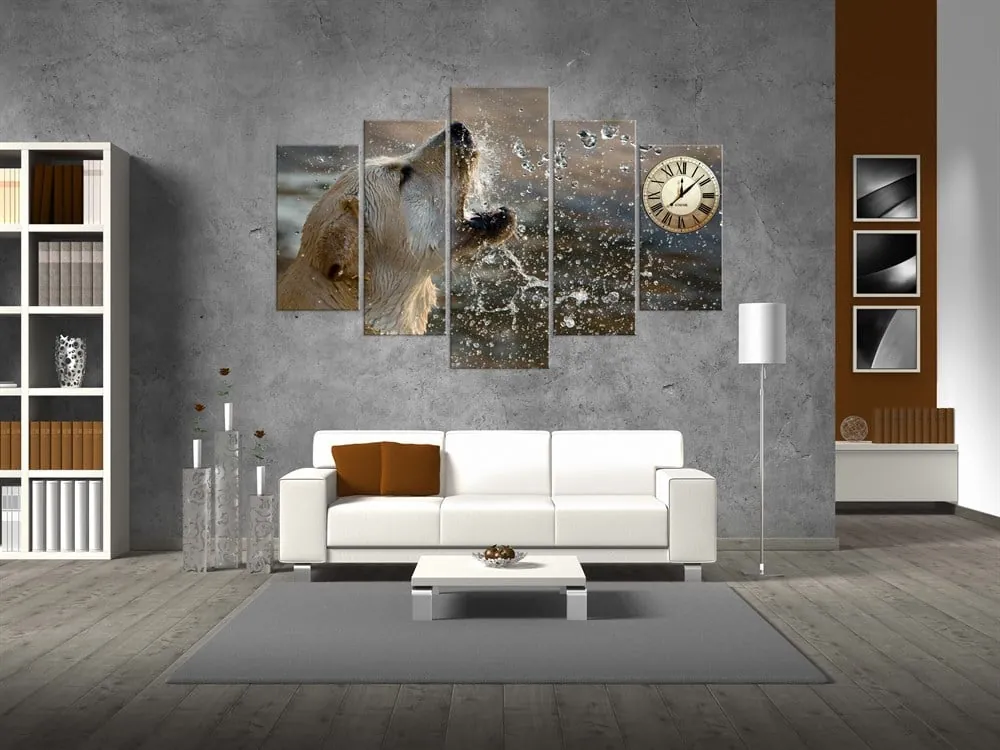 IslanmÜç Köpek Dekoratif Saatli Kanvas Tablo