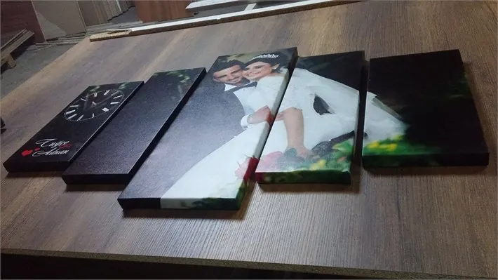 Kendi Foto??raf??n??zdan Saatli 5 Parça Kanvas Tablo