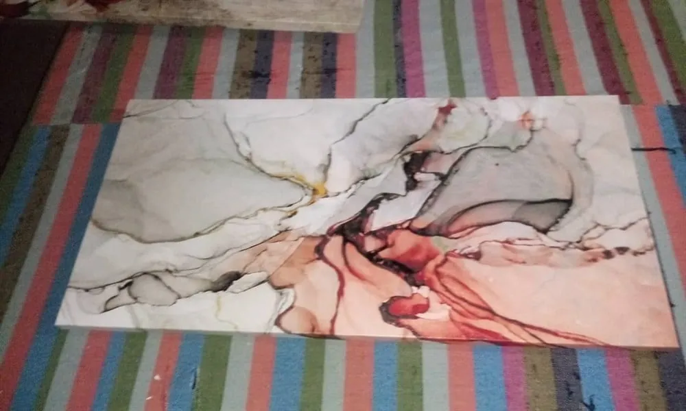 Kırmızı Renkli Sanatsal Desenli Kanvas Tablo