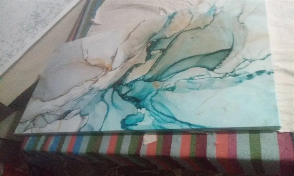 Mavi Renkli Sanatsal Desenli Kanvas Tablo