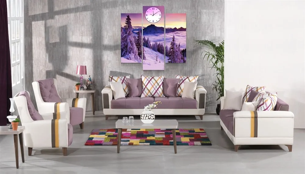 Mor Renklerde Karl?? Ağaçlı Manzara Kanvas Tablo canvas