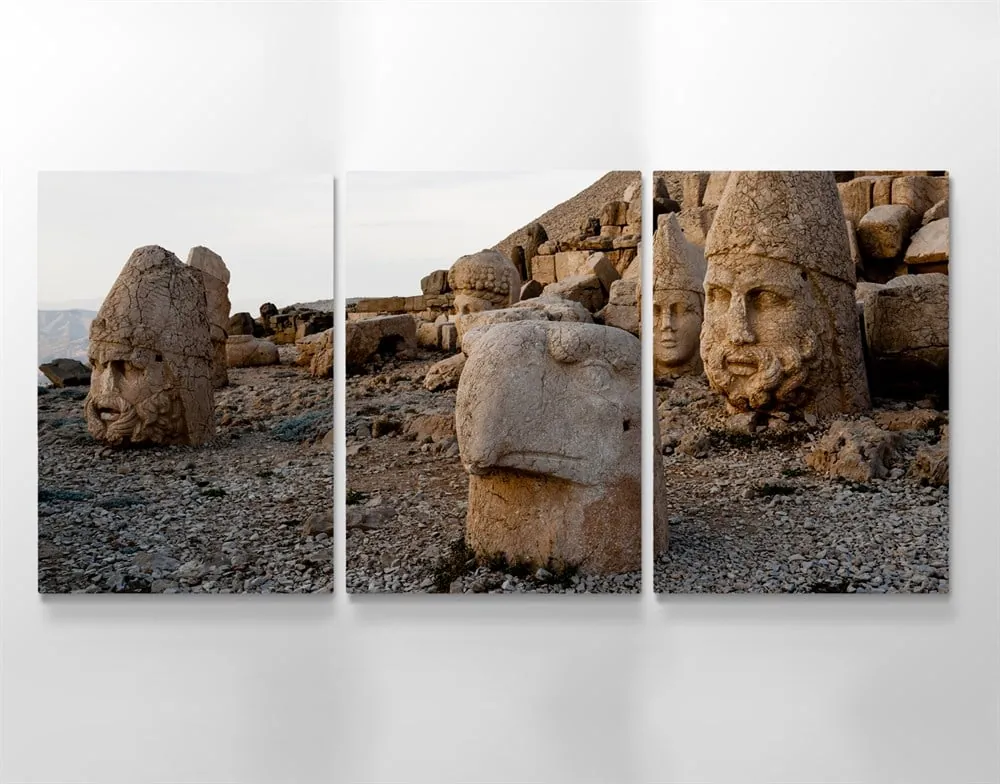 Nemrut DaÜç Heykelleri 3 Parçalı Kanvas Tablo