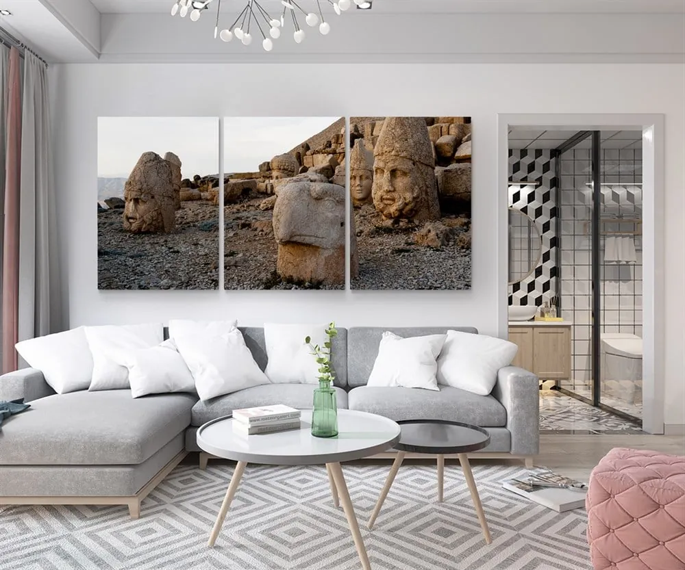 Nemrut DaÜç Heykelleri 3 Parçalı Kanvas Tablo
