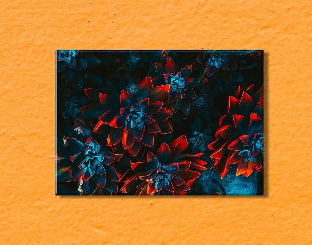 Neon Renkli Çiçek Kanvas Tablo