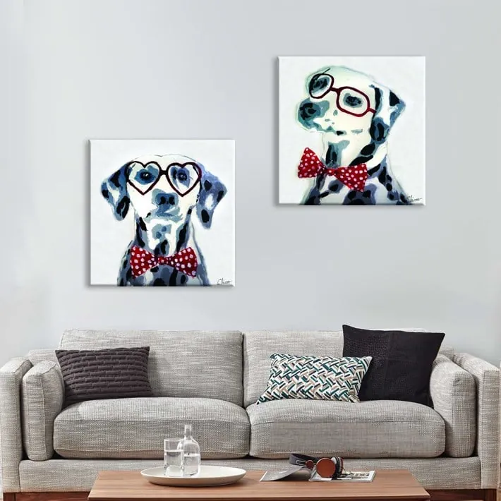 Papyonlu Tatlı Köpek Tek Parça Kanvas Tablo