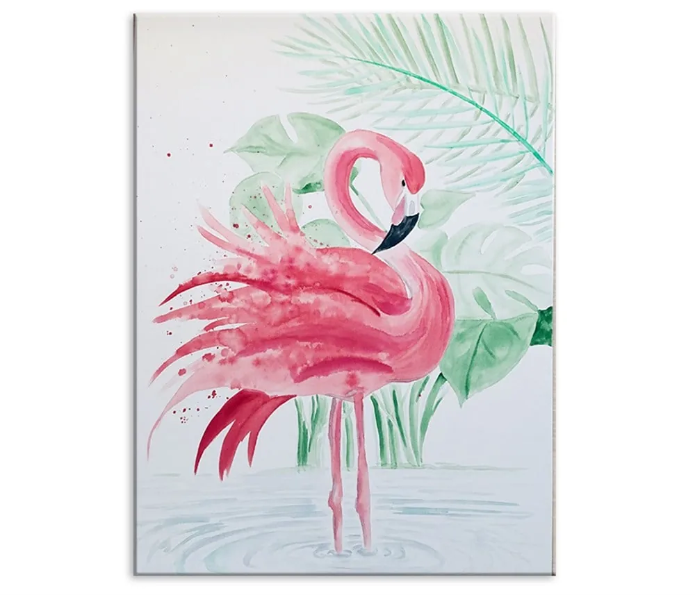 Pembe Flamingo Dekoratif Kanvas Tablo