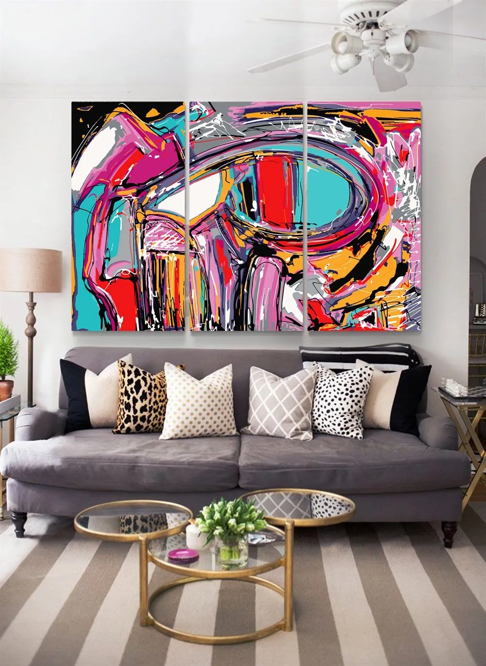 Rengarenk Soyut Sanatsal Abstract Kanvas Tablo