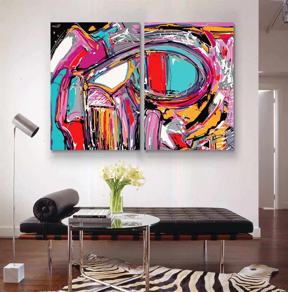 Rengarenk Soyut Sanatsal Abstract Kanvas Tablo