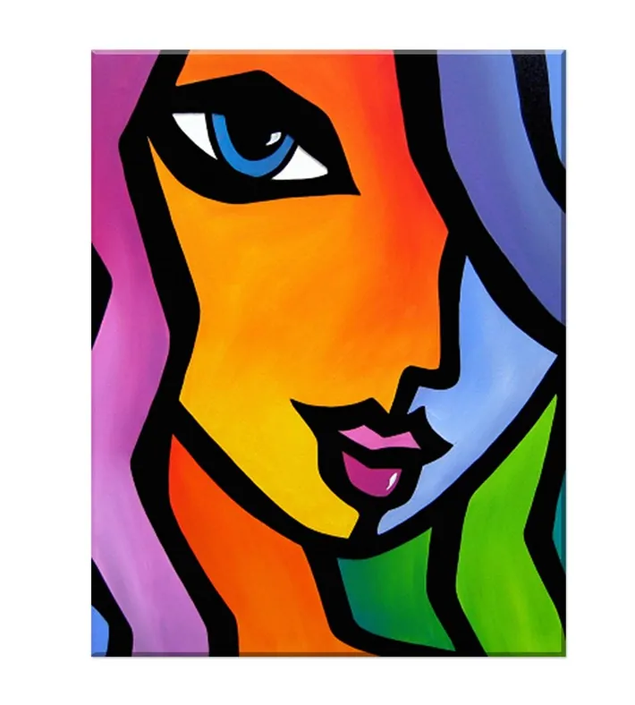 Renkli Kadın Pop Art Kanvas Tablosu