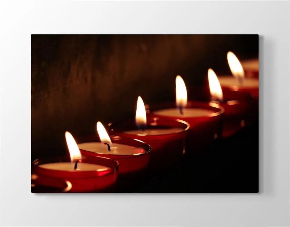 Romantik Mumlar Resimli Kanvas Tablo