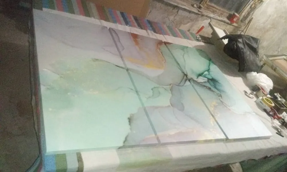 Su Yeşili Dekoratif 3 Parça Kanvas Tablo canvas