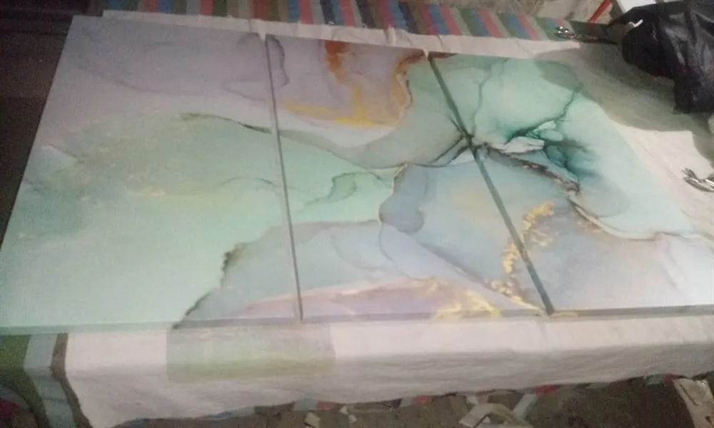 Su Yeşili Dekoratif 3 Parça Kanvas Tablo canvas
