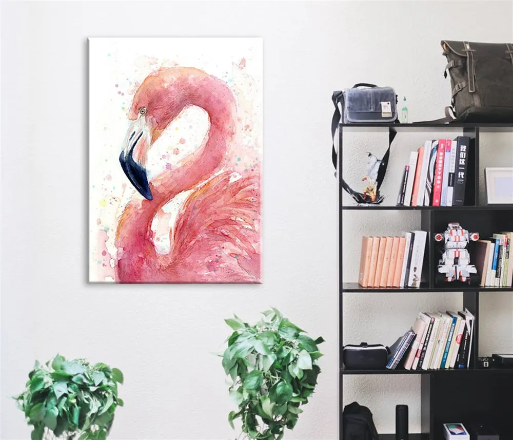 Sulu Boya Flamingo Dekoratif Kanvas Tablo