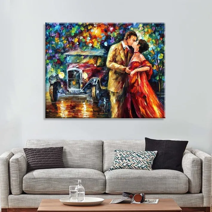 Süper yağlı Boya Efektli Romantik Çift Kanvas Tablo