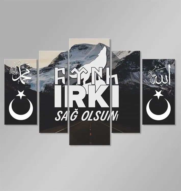 Türk Irk?? Sa??olsun Yazılı Ay y??ld??zl?? Kanvas Tablo