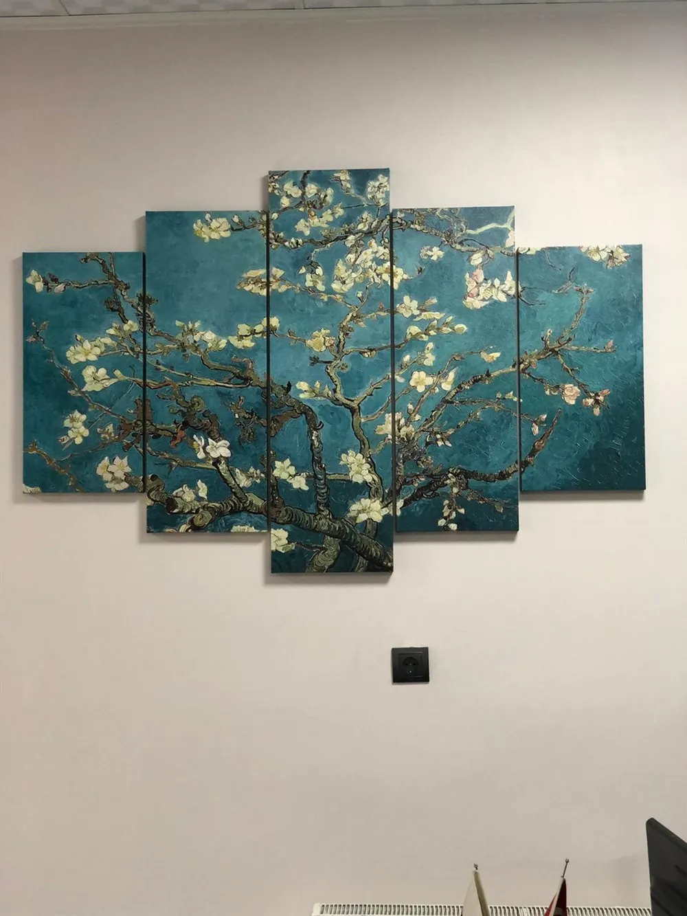 Van Gogh Çiçek A??an Badem A??ac?? 5 Parçalı Kanvas Tablo