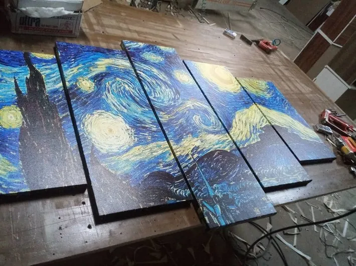 Van Gogh Y??ld??zl?? Gece 5 Parça Kanvas Tablo