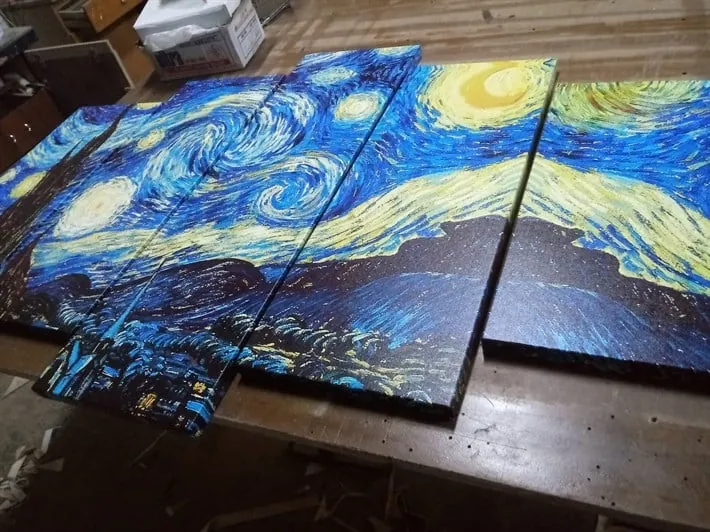 Van Gogh Y??ld??zl?? Gece 5 Parça Kanvas Tablo
