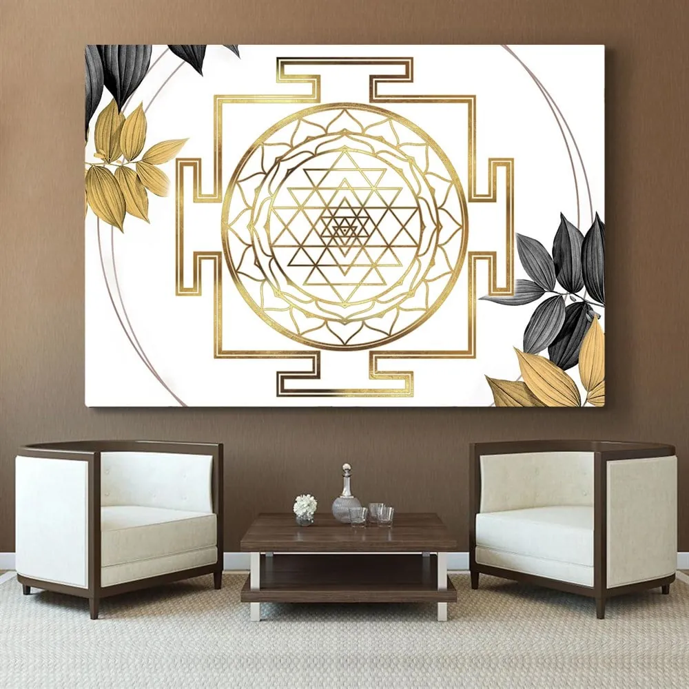 Yaşam Çiçeği Duvar Sanatı, Yaşam Çiçeği Tablosu, Altın Oran Kutsal Geometri Sri Yantra Kanvas Tablo